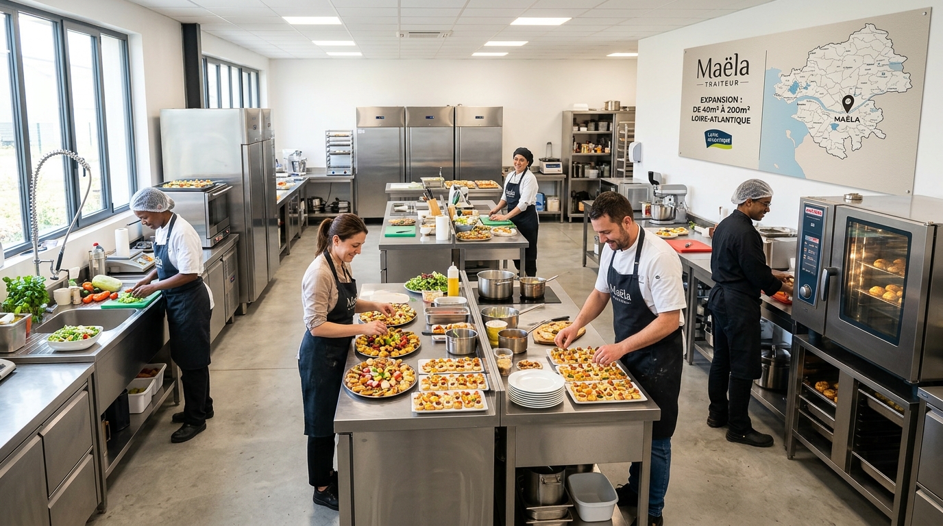 maëla traiteur s'agrandit en loire-atlantique et passe de 40 m² à 200 m² pour mieux vous accueillir et répondre à toutes vos demandes culinaires avec encore plus de qualité.