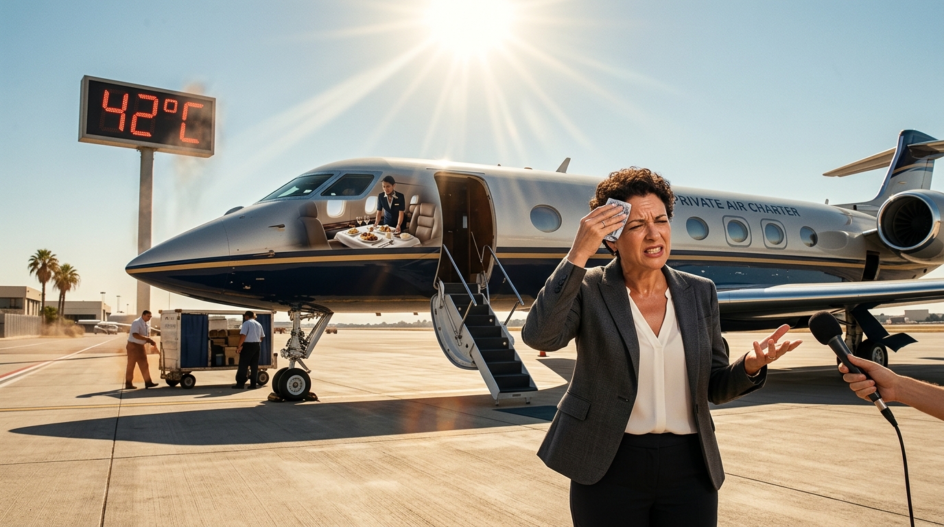 la ministre de l'écologie vivement critiquée pour son déplacement en avion avec service traiteur durant une canicule, suscitant polémique sur la gestion écologique.