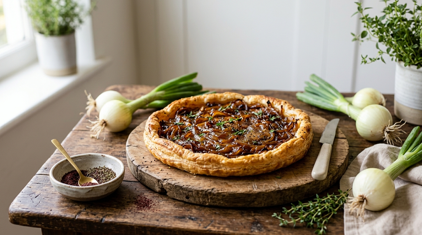 découvrez une tarte estivale délicieuse et facile à préparer, bien plus savoureuse qu’une quiche du traiteur, à base d'oignons et d'un ingrédient secret qui ravira vos papilles.