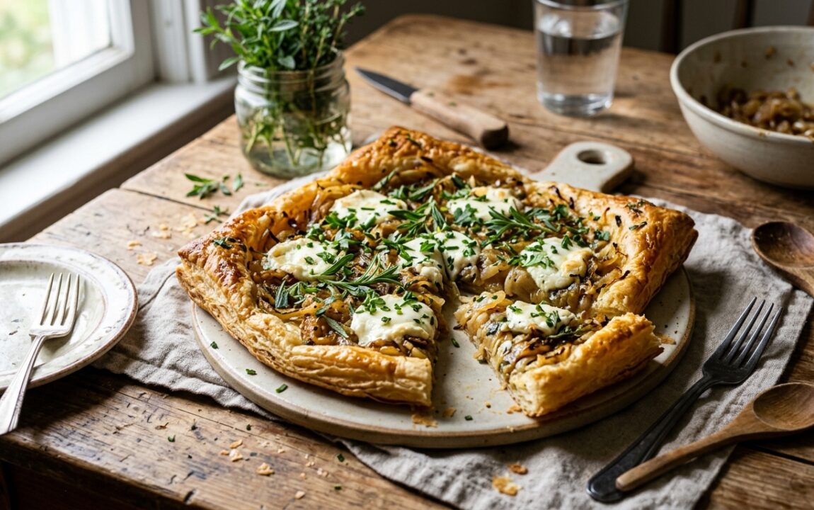 découvrez une tarte estivale simple et délicieuse, bien plus savoureuse qu’une quiche du traiteur, préparée avec des oignons et un ingrédient secret.