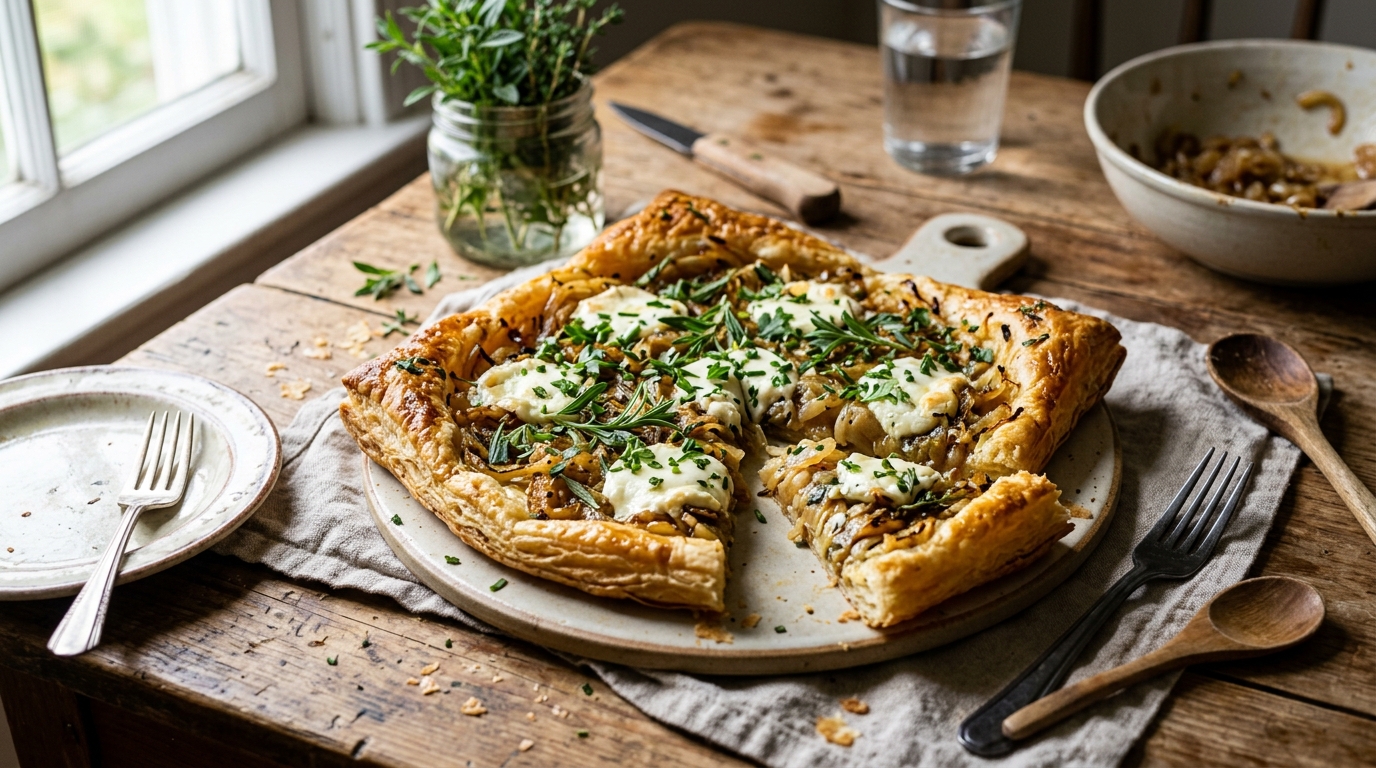 découvrez une tarte estivale simple et délicieuse, bien plus savoureuse qu’une quiche du traiteur, préparée avec des oignons et un ingrédient secret.