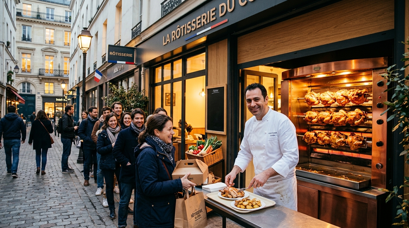découvrez cette nouvelle rôtisserie-traiteur à paris qui séduit les gourmands avec ses saveurs authentiques et ses plats préparés maison. une expérience culinaire incontournable !