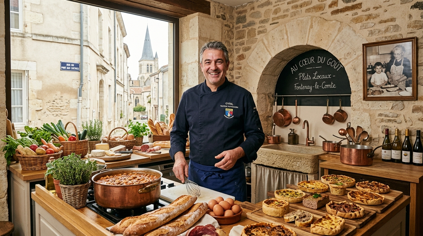 cyril traiteur revient à fontenay-le-comte, sa ville d'origine, pour partager une passion née dès l'enfance à travers une cuisine authentique et chaleureuse.