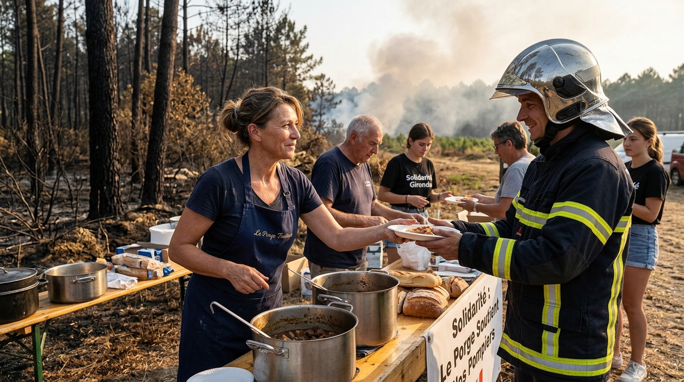 découvrez le témoignage poignant d'un traiteur du porge qui met en lumière la solidarité exceptionnelle des habitants face aux incendies dévastateurs en gironde.