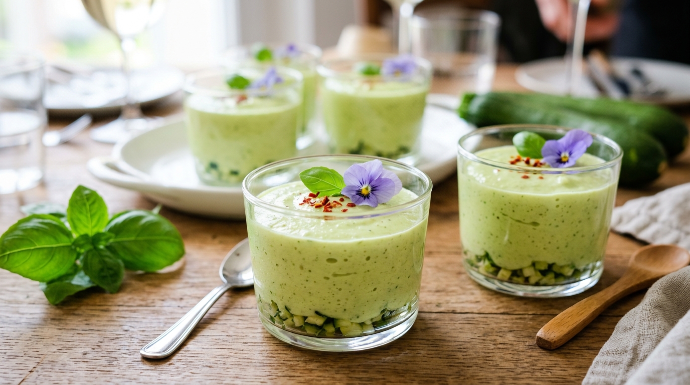 découvrez ma recette de mousse de courgettes en verrines, parfaite pour l'apéro. un secret gourmand qui surprendra vos invités à coup sûr !