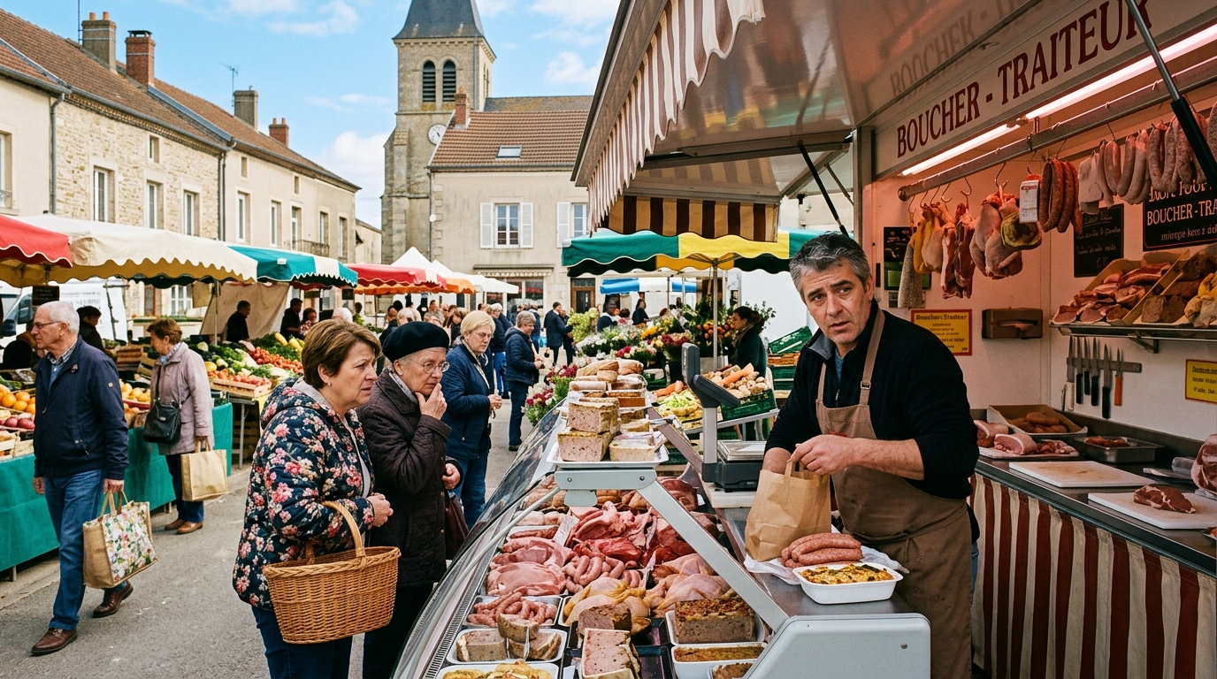 à pontfaverger-moronvilliers, le marché du mardi pourrait bientôt se passer de son boucher-traiteur, qui risque de partir dès la rentrée, impactant la diversité des produits locaux.