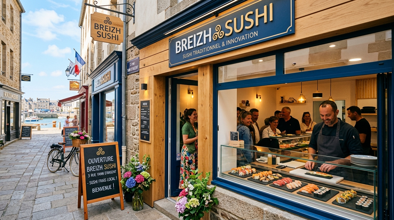découvrez breizh sushi, le nouveau traiteur spécialisé en sushis, désormais ouvert au 3 rue yann d’argent à roscoff. savourez des créations fraîches et authentiques dans un cadre convivial.
