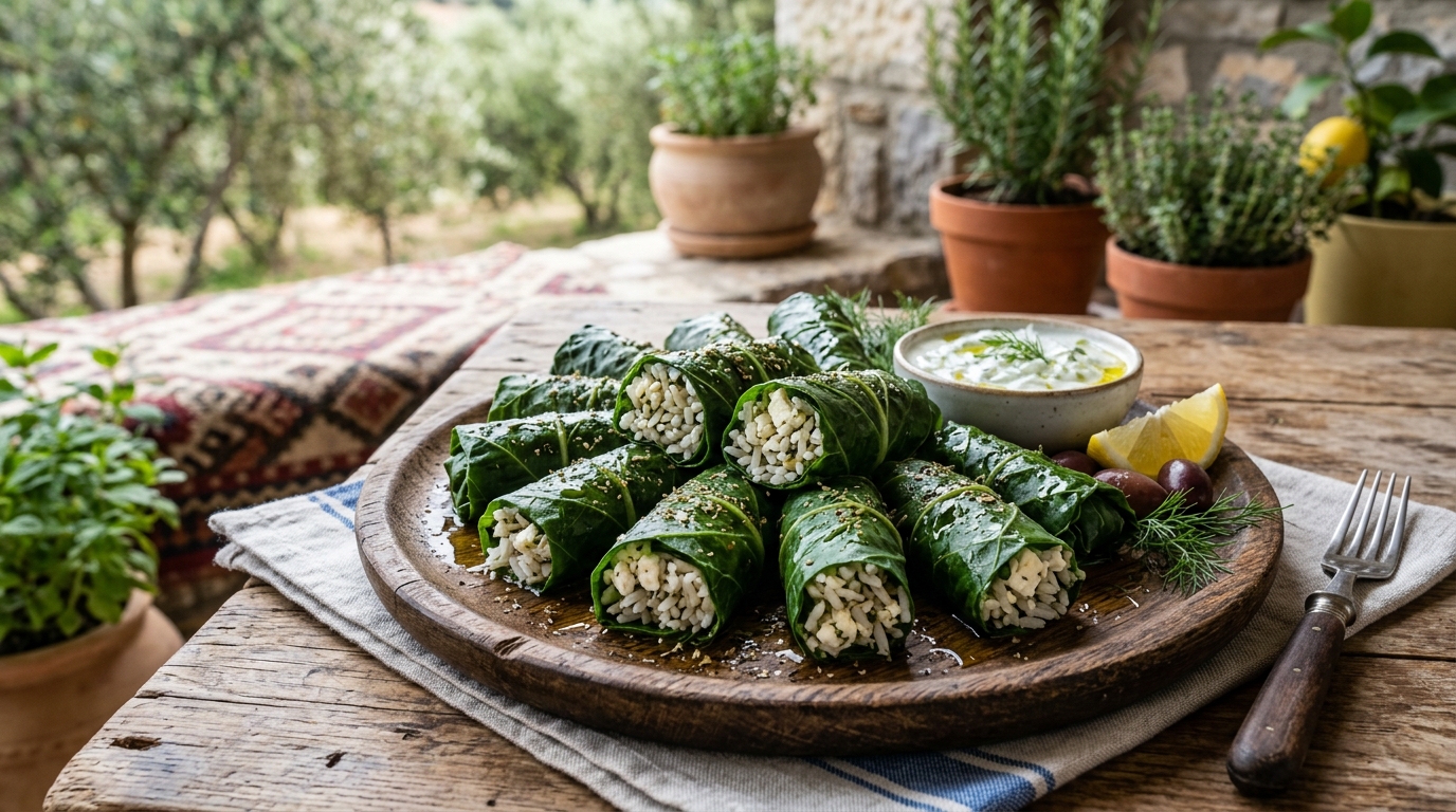 découvrez une expérience culinaire unique avec des feuilles de blette garnies de riz cru et feta, une recette savoureuse qui a séduit tous mes invités lors du dernier repas.