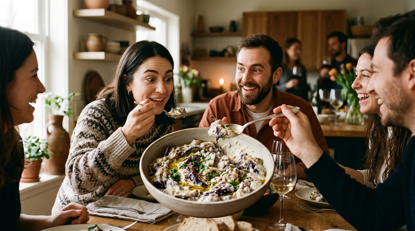 découvrez comment j'ai surpris mes invités en mélangeant des aubergines cuites avec du yaourt nature, pour une recette originale et pleine de saveurs !