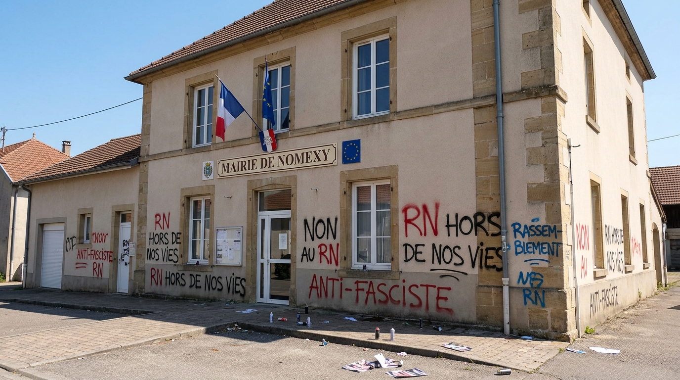 découvrez l'incident à nomexy dans les vosges où la mairie a été vandalisée par des tags hostiles au rassemblement national, suscitant réactions et débats locaux.