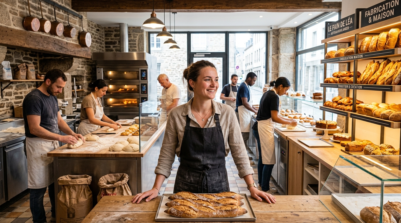 à 25 ans, elle dirige une boulangerie de huit employés à brest, alliant tradition et innovation pour réinventer l'art de la boulangerie.
