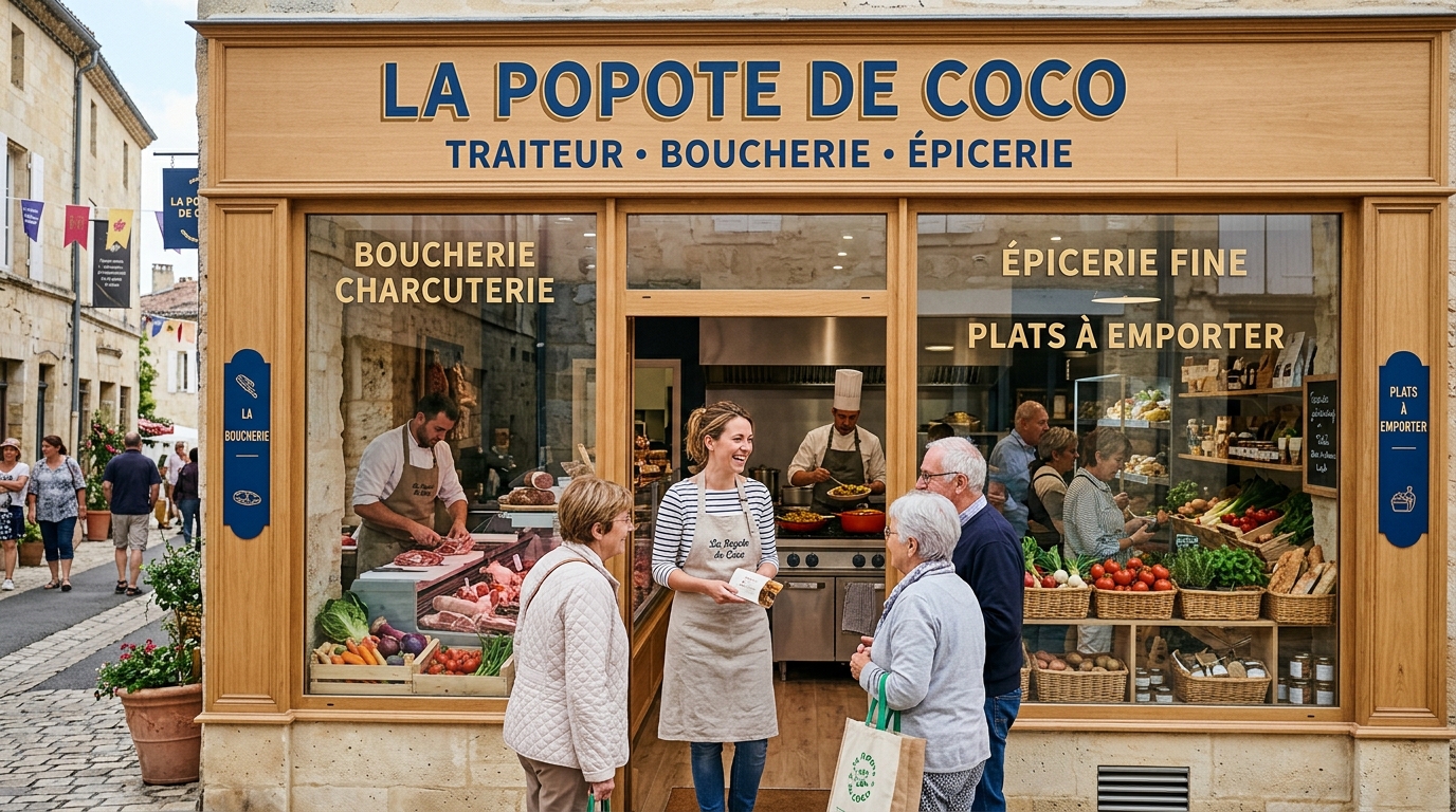 découvrez la popote de coco, le nouveau concept innovant de coralie ollivier alliant traiteur, boucherie et épicerie au cœur d'un charmant bourg pour une expérience gourmande unique.