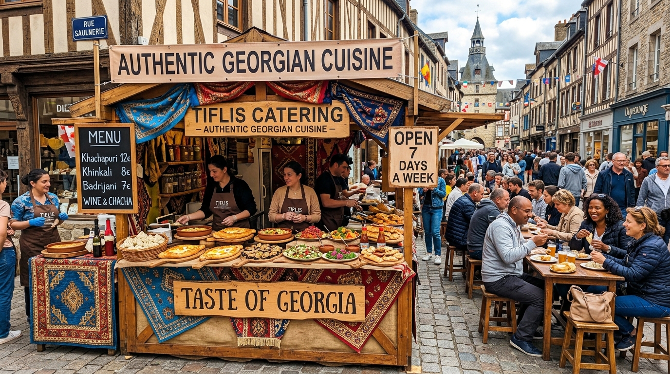 savourez la cuisine géorgienne authentique au cœur de vire normandie, avec un traiteur ouvert 7 jours sur 7 en centre-ville pour toutes vos envies gourmandes.