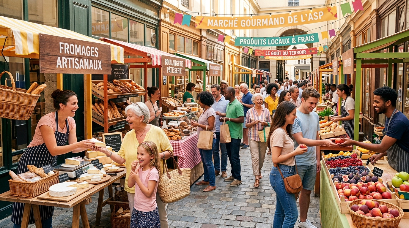 découvrez le marché gourmand de l’asp au passage, un événement convivial et réussi qui rassemble saveurs locales et bonnes surprises pour tous les gourmets.