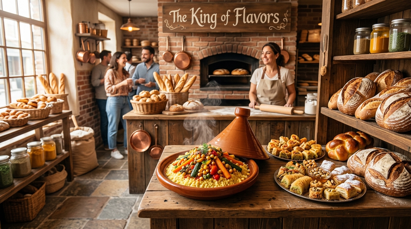 découvrez le roi des saveurs, votre nouvelle boulangerie spécialisée en pains frais, pâtisseries orientales authentiques et couscous maison savoureux, pour un voyage gourmand unique.